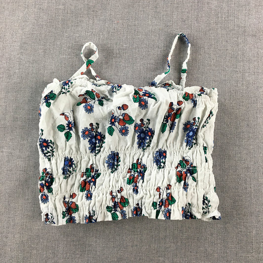 Seed Heritage Kids Girls Top Size 6 White Floral Sleeveless