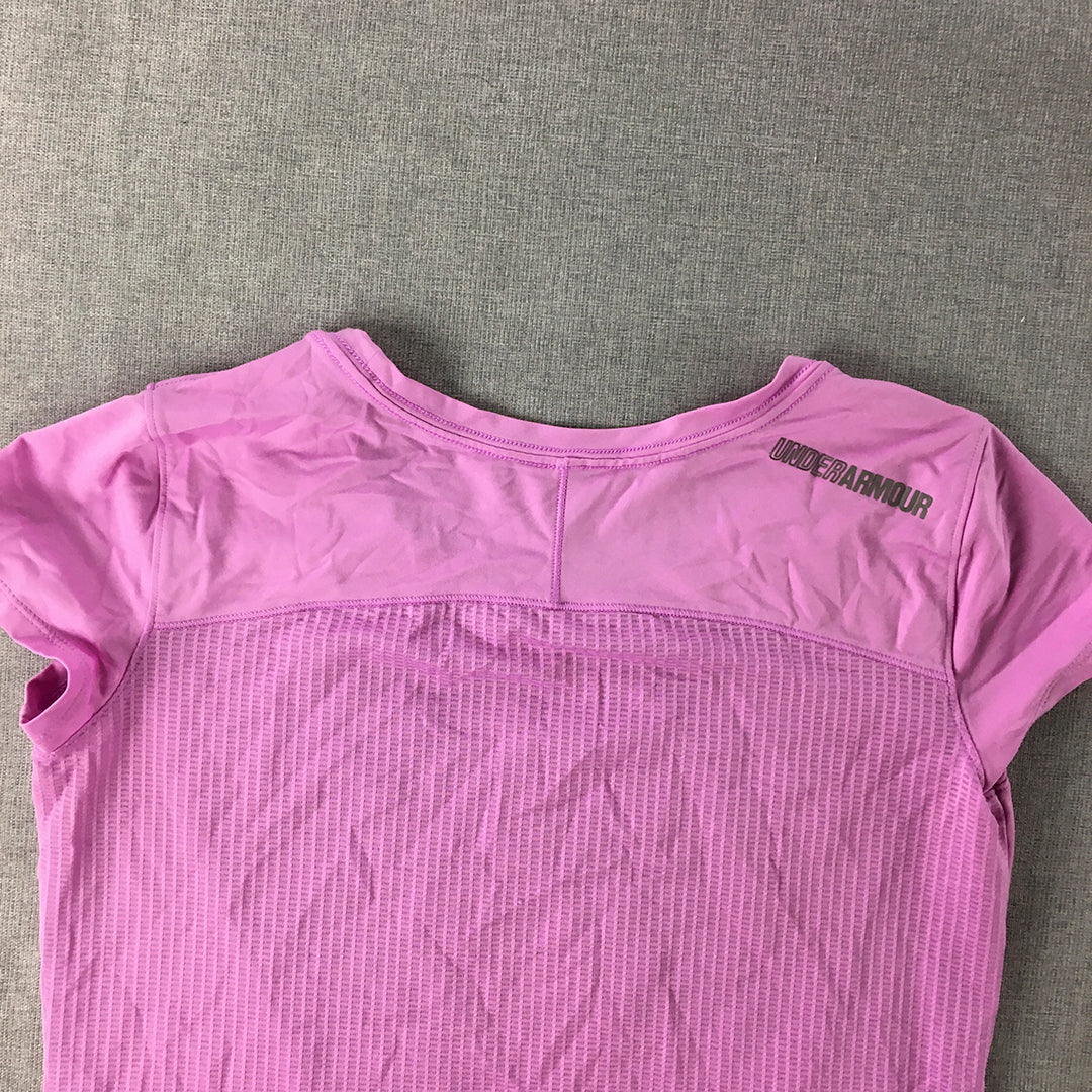 Under Armour Womens T-Shirt Size XS Pink Logo Short Sleeve Top