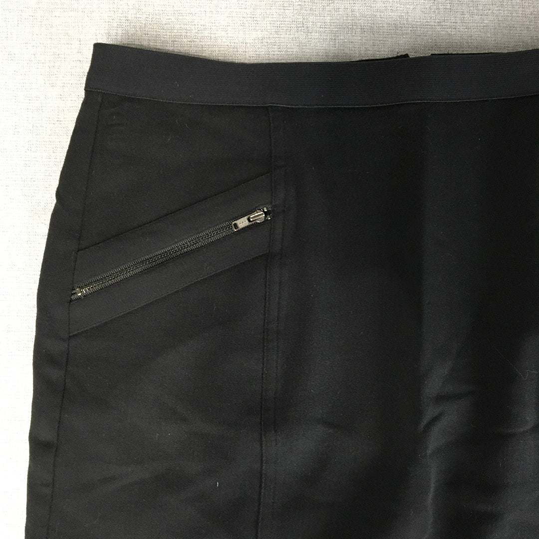 Saba Womens Wool Mini Skirt Size 12 Black Elastic Waist