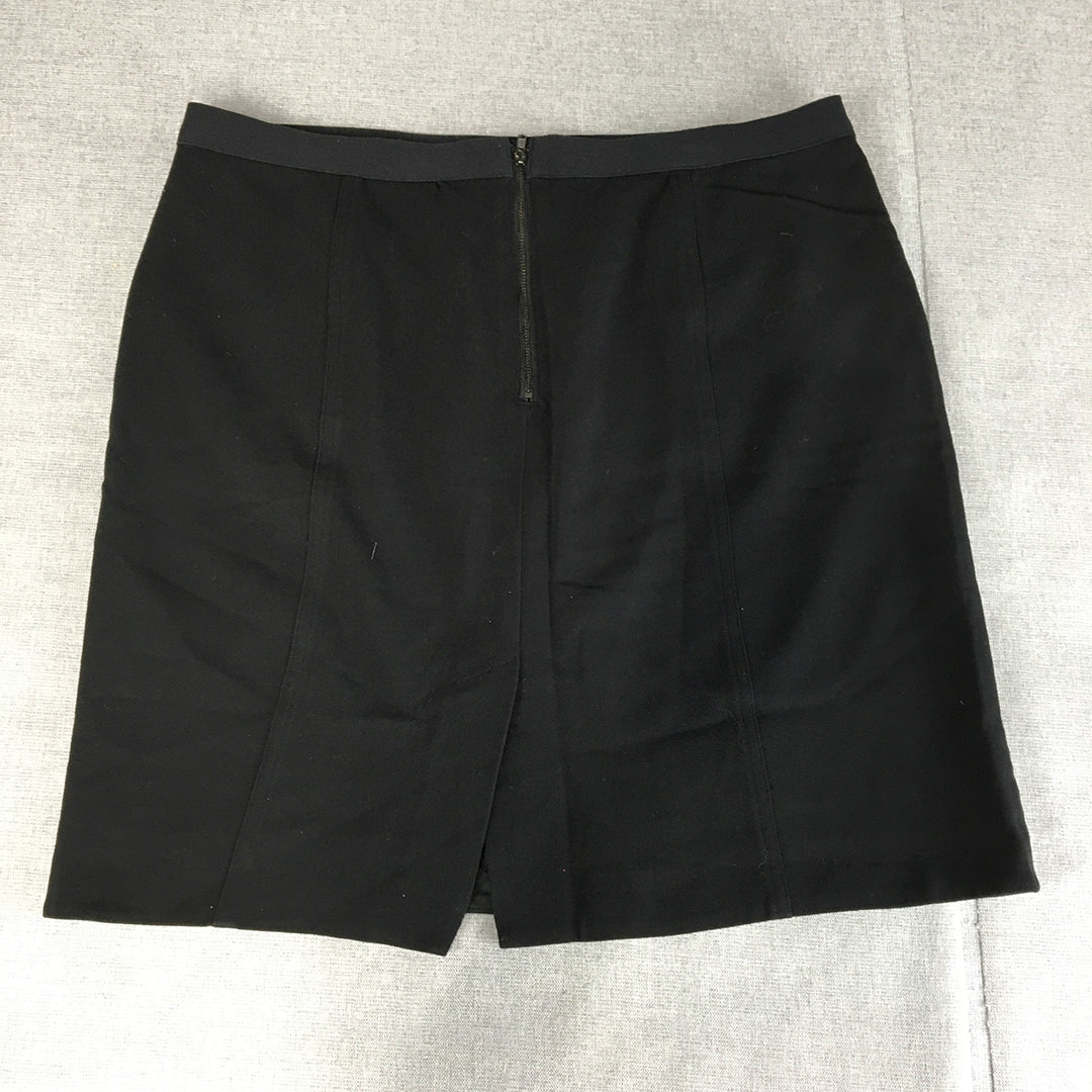 Saba Womens Wool Mini Skirt Size 12 Black Elastic Waist