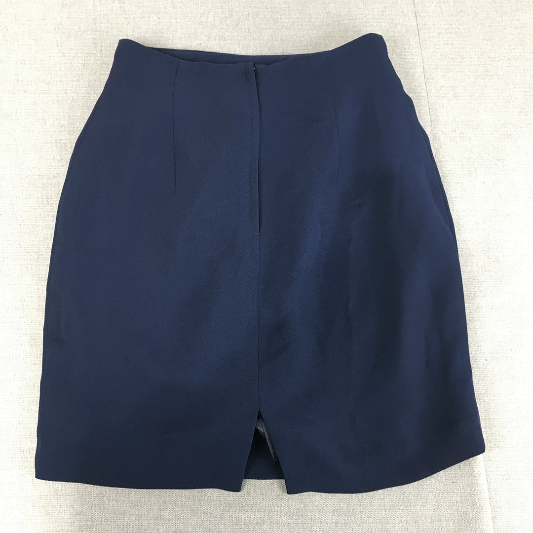 Vintage Lovers Australia Womens Mini Skirt Size 12 Blue Back Slit