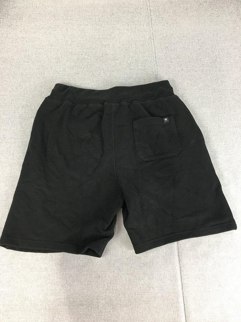 Unit Mens Shorts Size M Black Big Logo Pockets Drawstring Elastic Waist