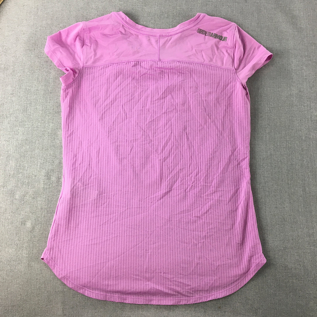 Under Armour Womens T-Shirt Size XS Pink Logo Short Sleeve Top