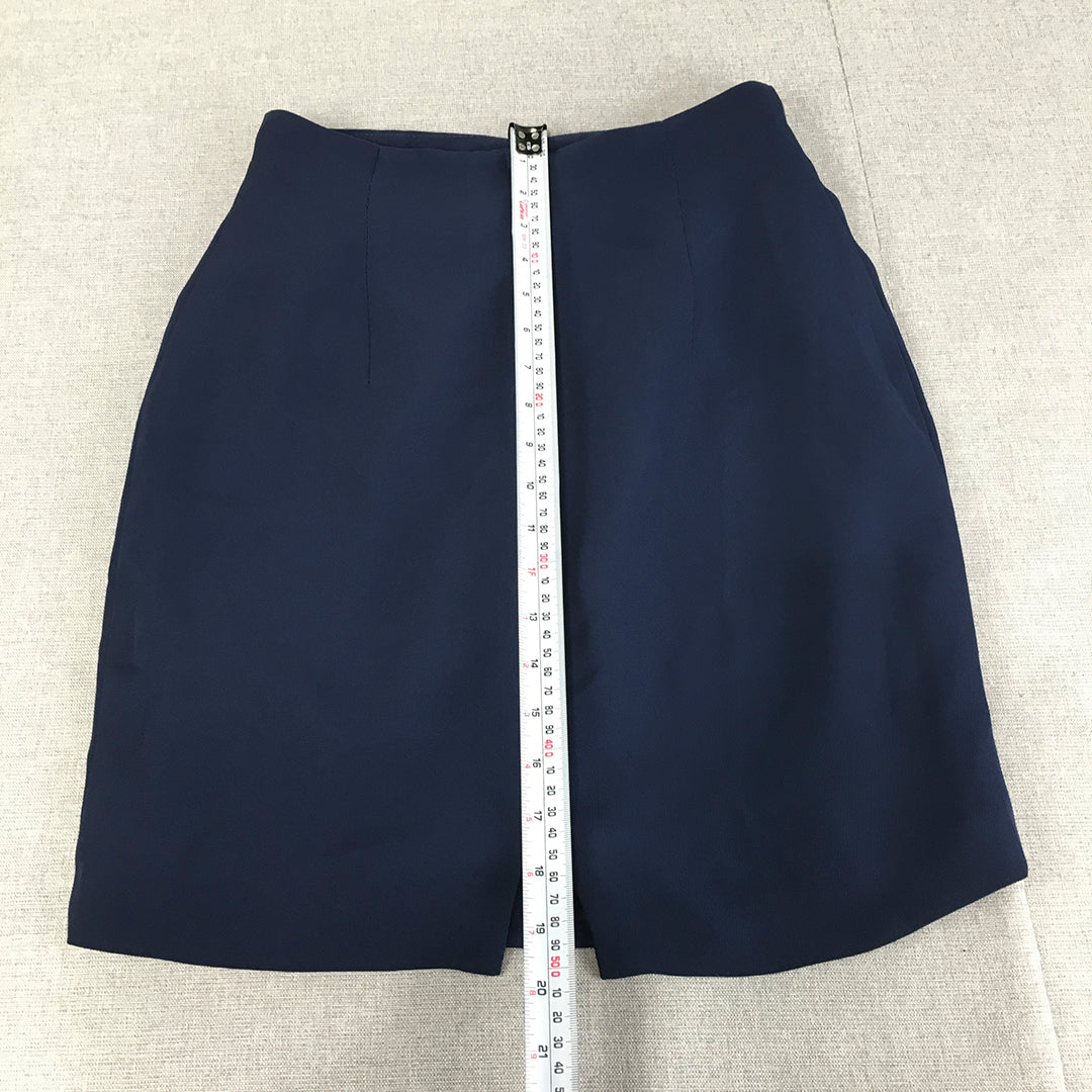 Vintage Lovers Australia Womens Mini Skirt Size 12 Blue Back Slit