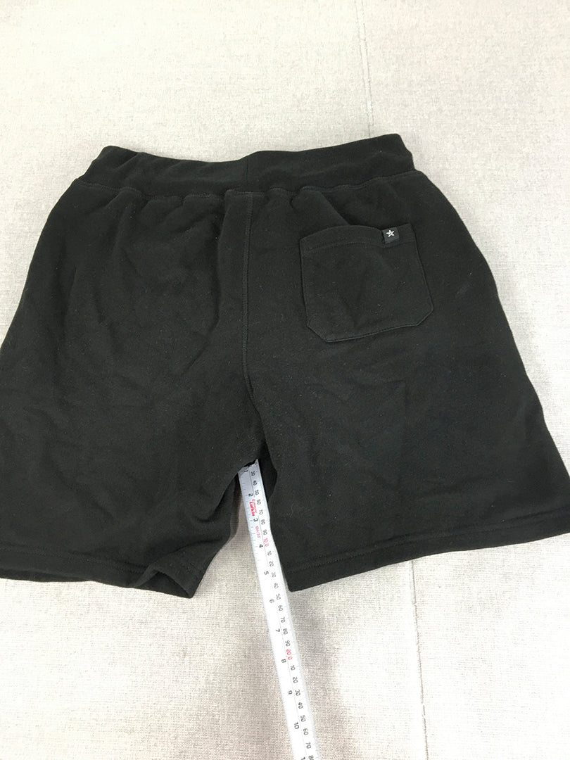 Unit Mens Shorts Size M Black Big Logo Pockets Drawstring Elastic Waist