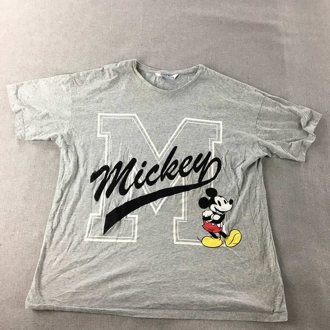 Disney Mickey Mouse Womens Top Size XXS / XS Grey Short Sleeve T-Shirt