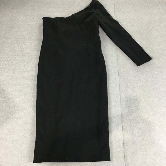 Bardot Womens One Shoulder Dress Size 10 Black Mini Shift Long Sleeve