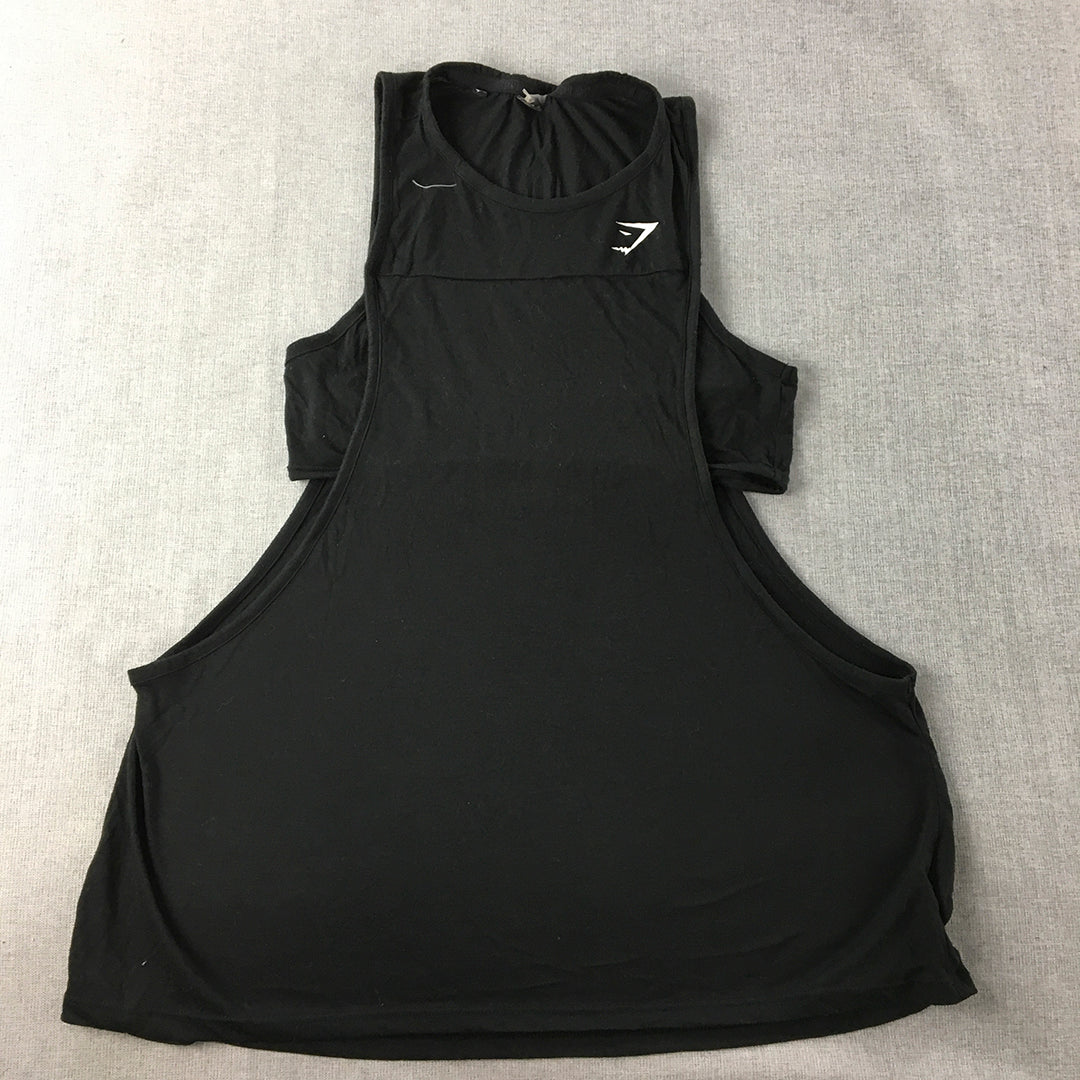 Gymshark Womens Tank Top Size S Black Logo Sleeveless Singlet Shirt