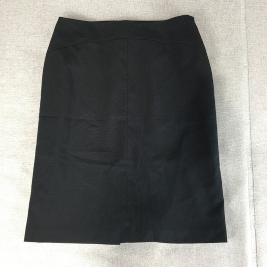 Cue Womens Pencil Skirt Size 8 Black Straight Back Slit