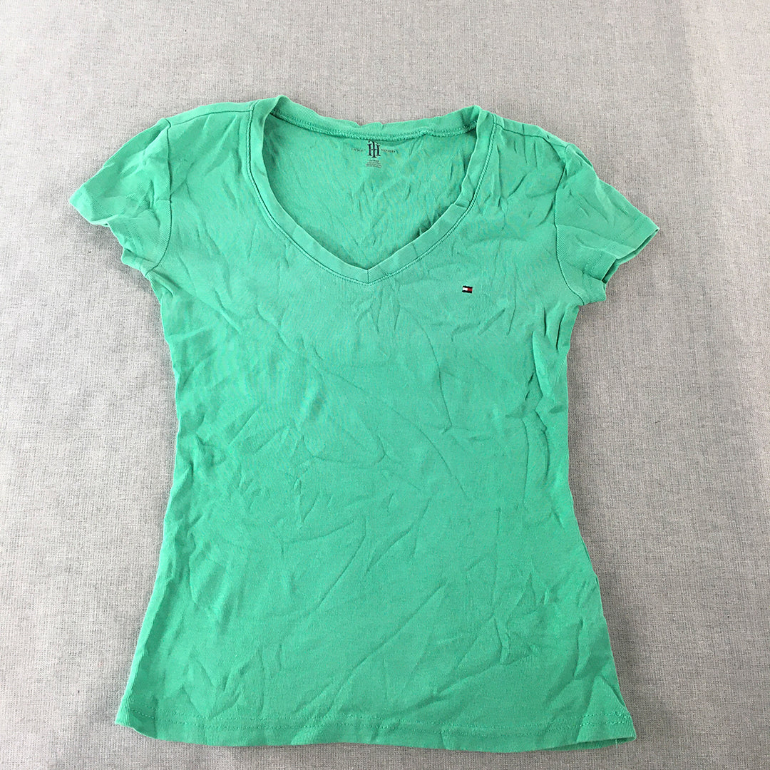 Tommy Hilfiger Womens T-Shirt Size XS Green Logo Short Sleeve Top