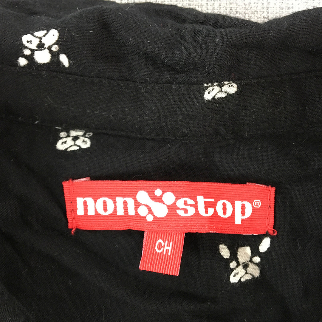 Non Stop Womens Shirt Size S Black Boston Terrier Dog Pattern Button-Up