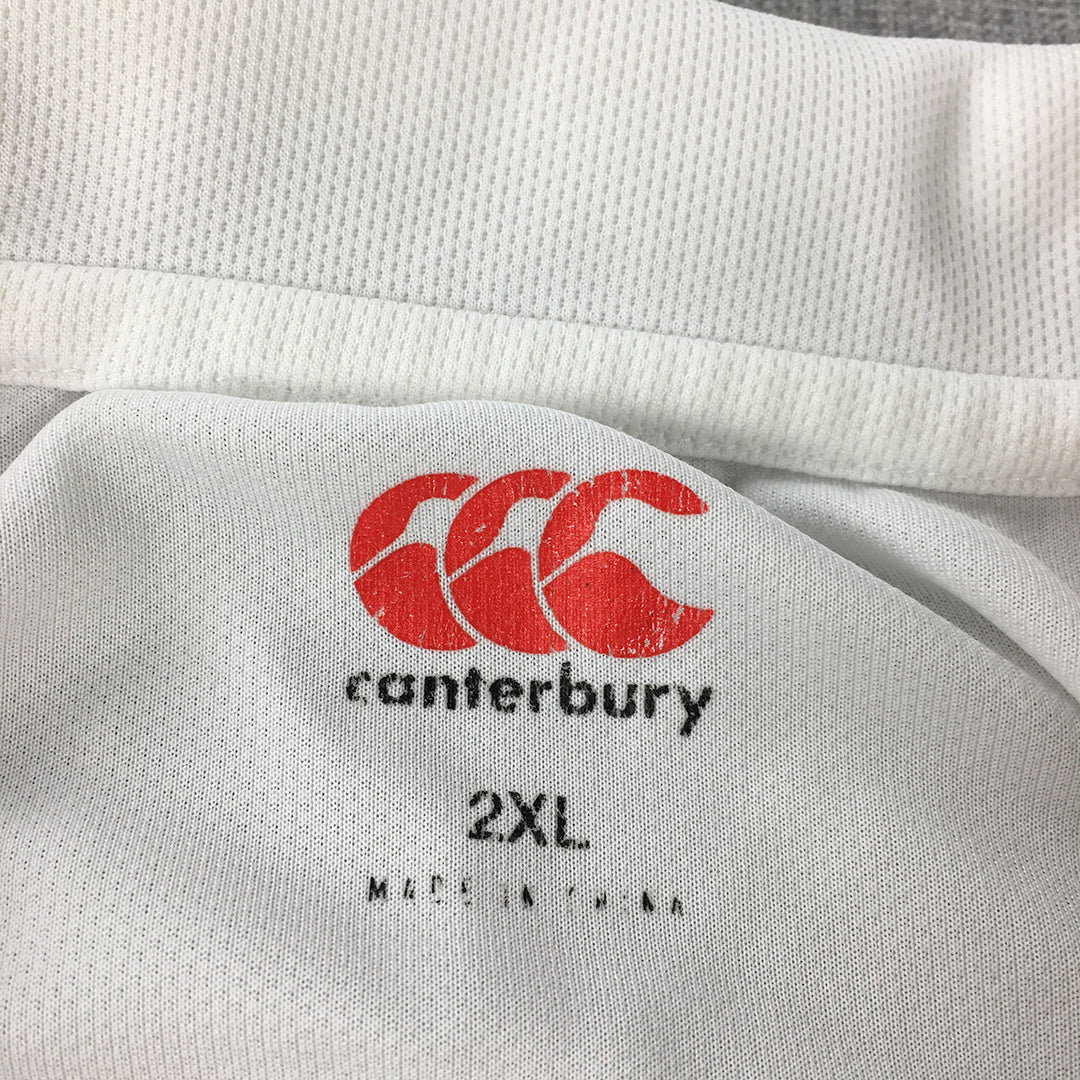 Canterbury Mens Polo Shirt Size 2XL White Short Sleeve Rugby Oakhill College