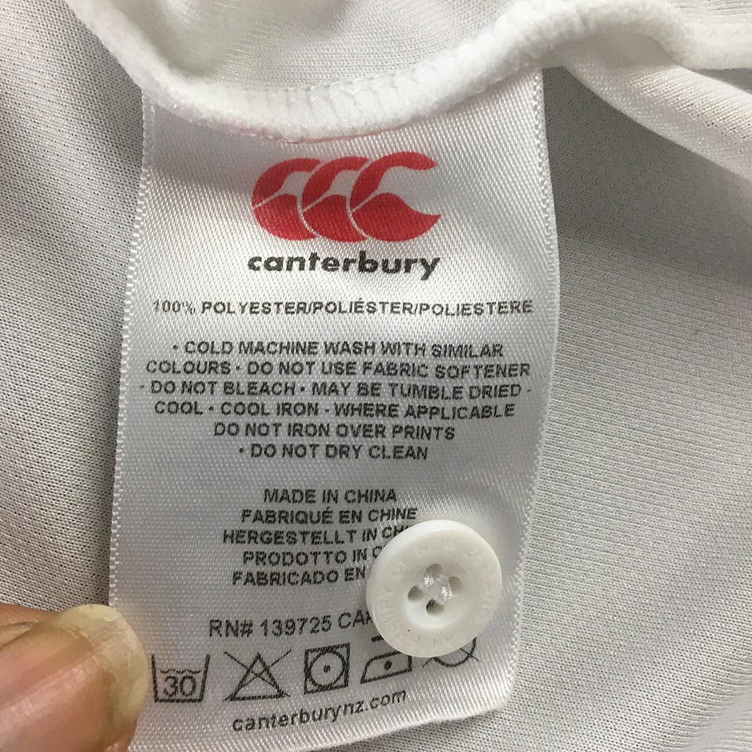 Canterbury Mens Polo Shirt Size 2XL White Short Sleeve Rugby Oakhill College