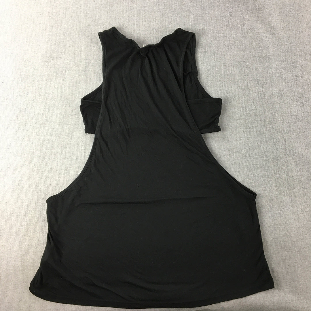 Gymshark Womens Tank Top Size S Black Logo Sleeveless Singlet Shirt