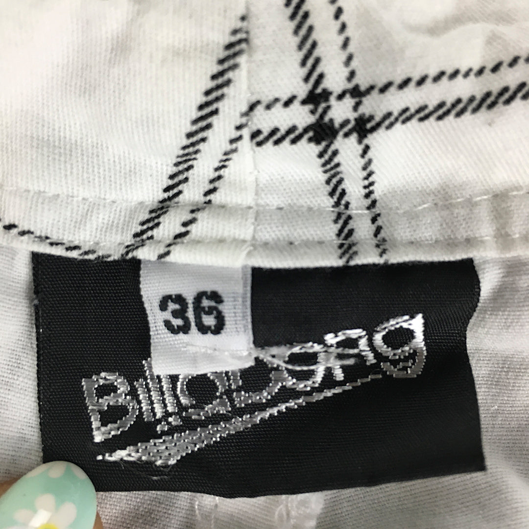 Billabong Mens Shorts Size 36 White Checkered Pockets Logo