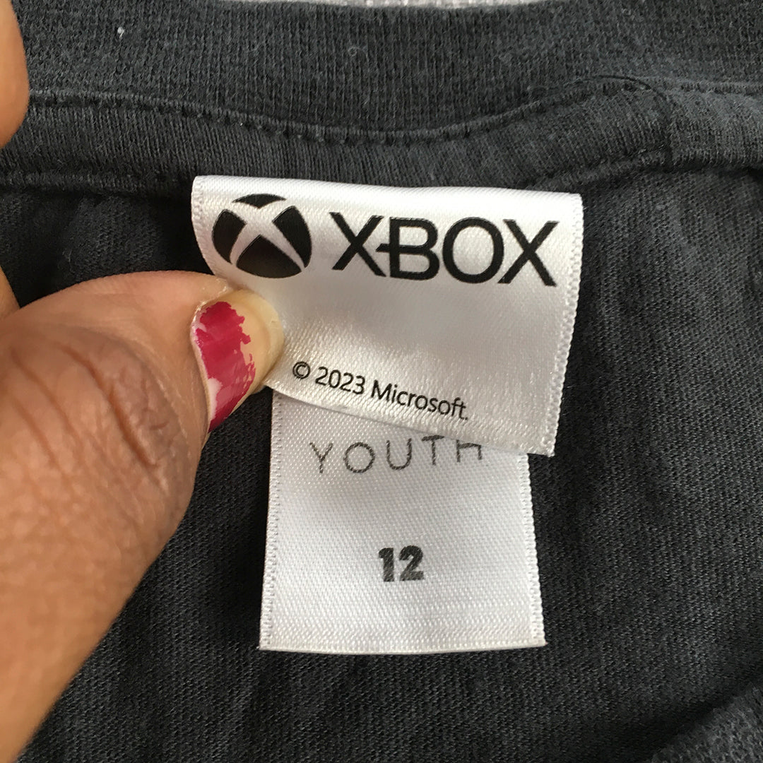 XBOX Kids Boys Shirt Size 12 Grey Logo Long Sleeve Pullover Top