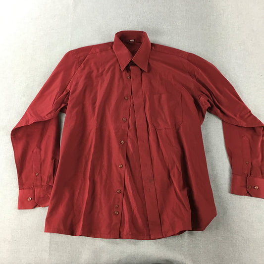 Louis Philippe Mens Shirt Size M (40) Red Long Sleeve Button-Up Collared LP