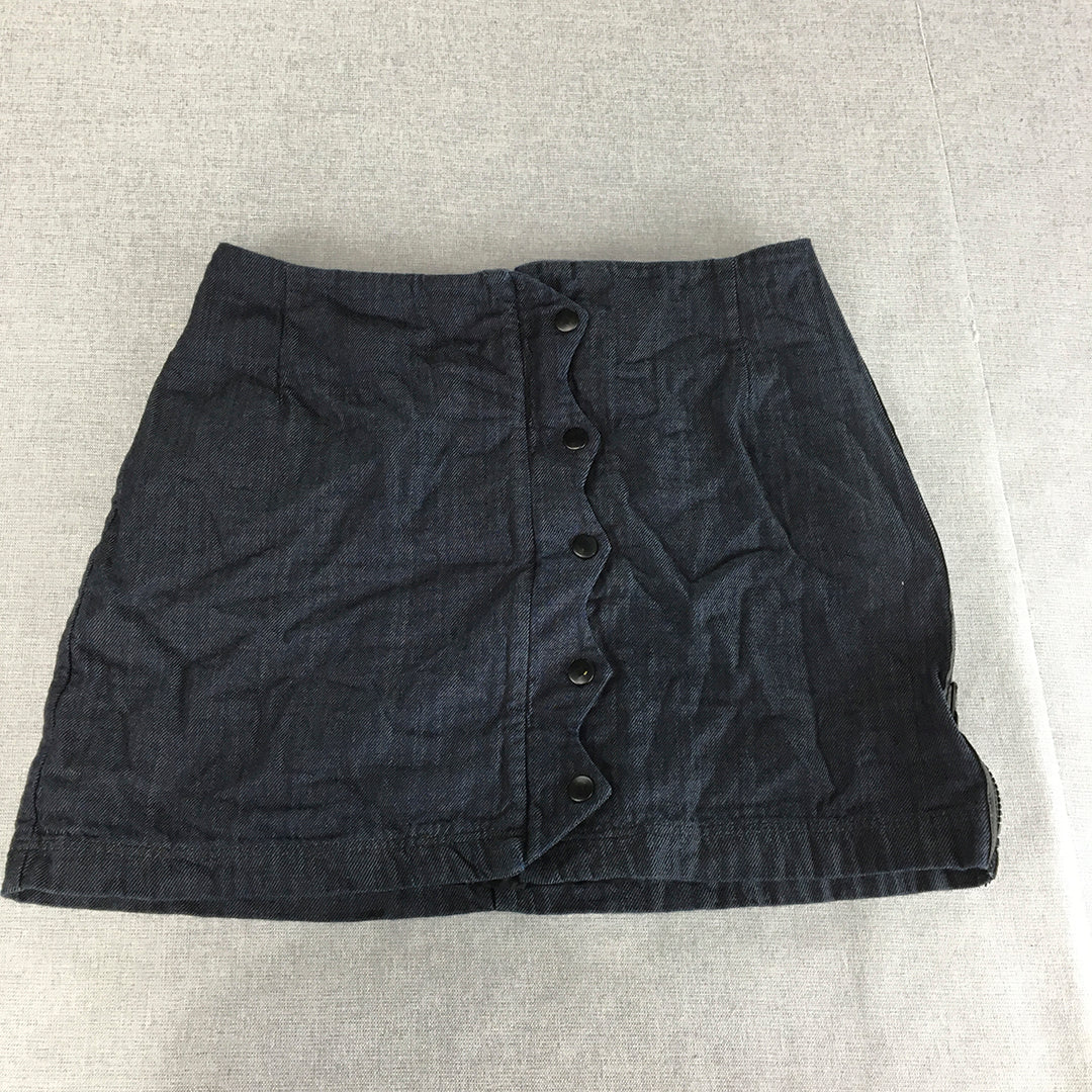 Mathys Sinclair Womens Denim Mini Skirt Size M Blue A-Line Side Zip RARE