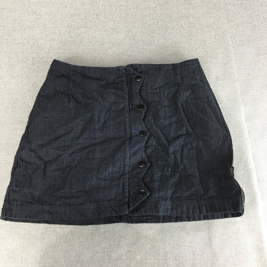 Mathys Sinclair Womens Denim Mini Skirt Size M Blue A-Line Side Zip RARE