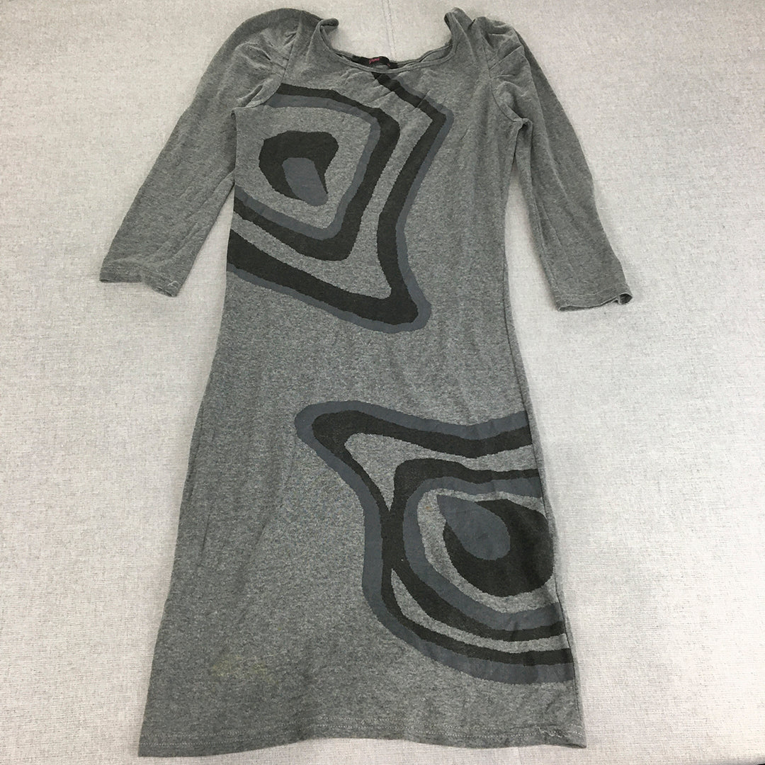 Grandi Womens Dress Size 38 EU (Small) Grey Abstract Stretch Knit Midi