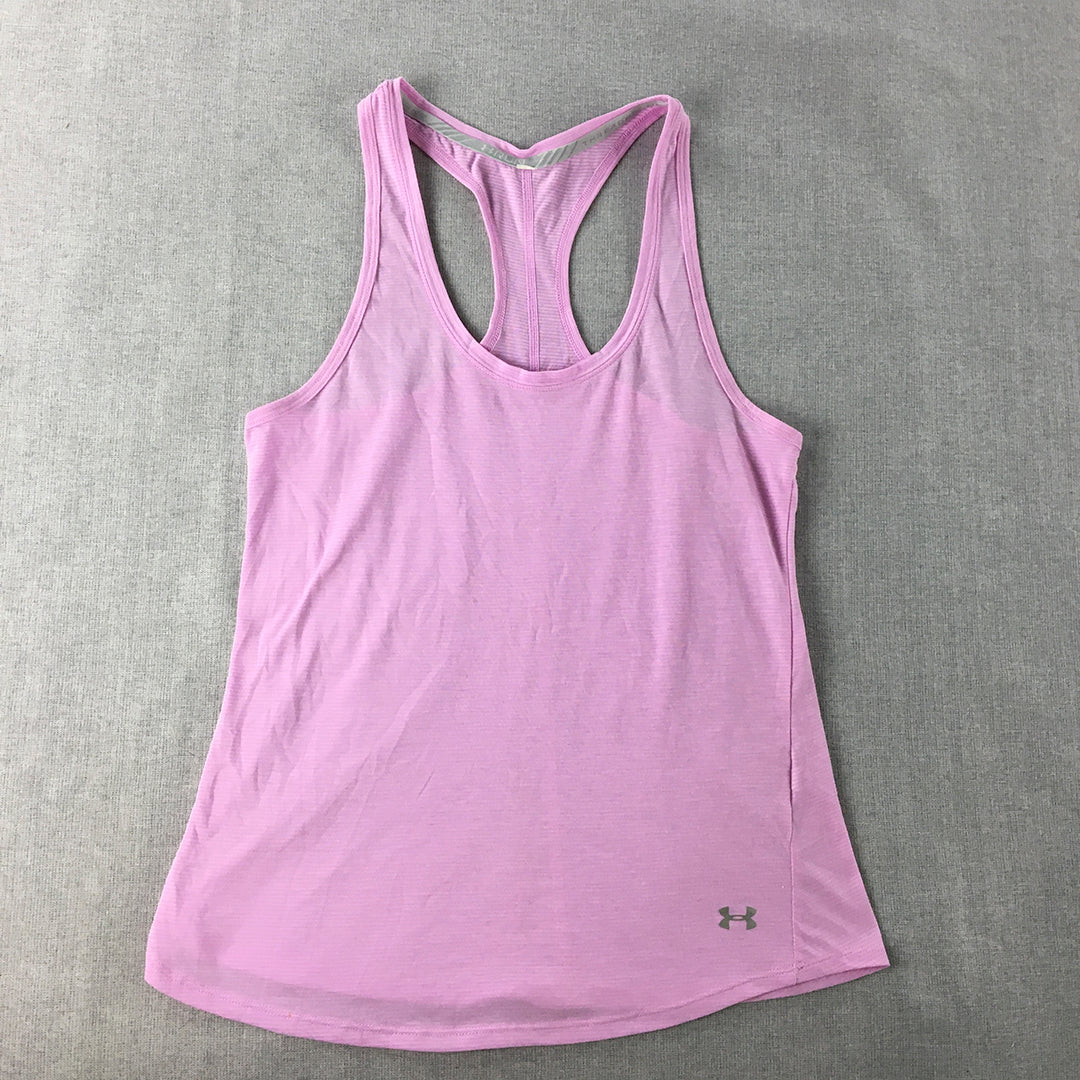 Under Armour Womens Tank Top Size XS Pink Logo Sleeveless Singlet Shirt