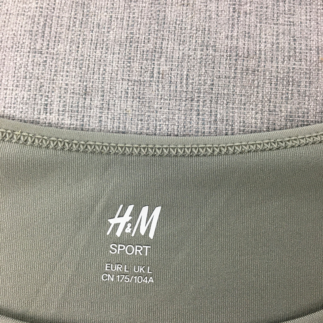 H&M Sport Womens Cropped Top Size L Green Long Sleeve Stretch Fabric Shirt