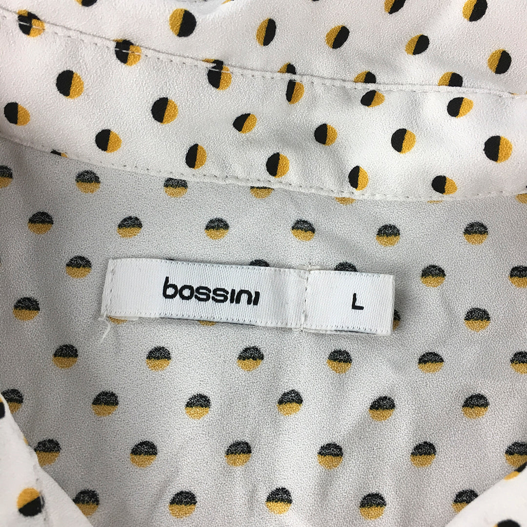 Bossini Womens Top Size L White Button-Up Long Sleeve Shirt