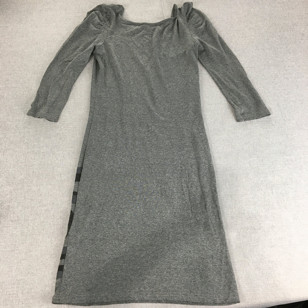 Grandi Womens Dress Size 38 EU (Small) Grey Abstract Stretch Knit Midi