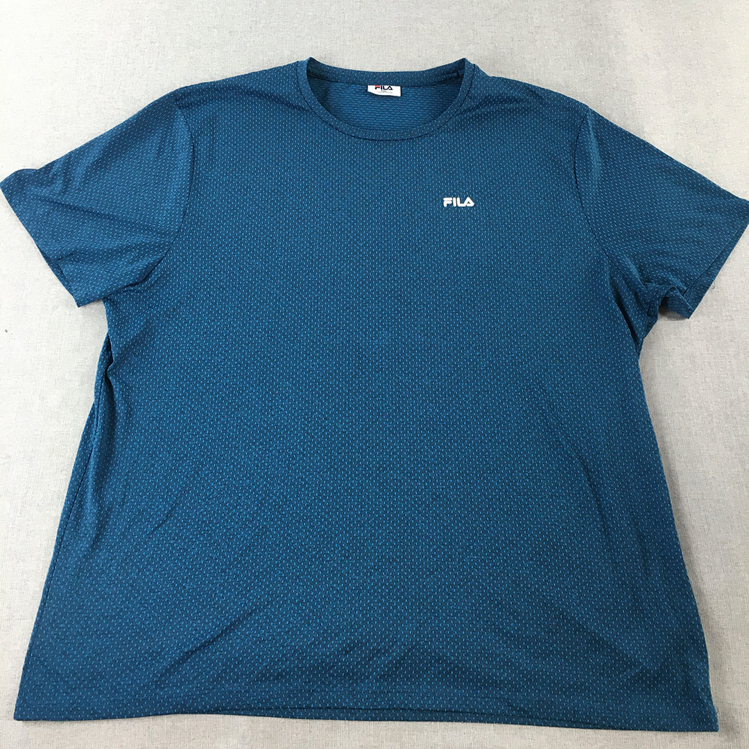 FILA Mens T-Shirt Size 4XL Blue Logo Short Sleeve Crew Neck Tee