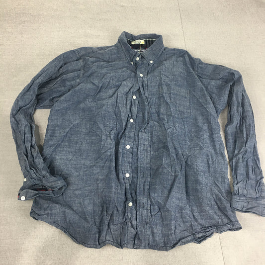 The New Ivy Mens Denim Shirt Size XL Blue Long Sleeve Button-Up Pocket