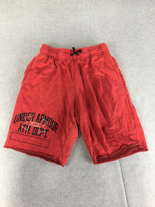 Under Armour Womens Shorts Size M Red Big Logo Drawstring Pockets