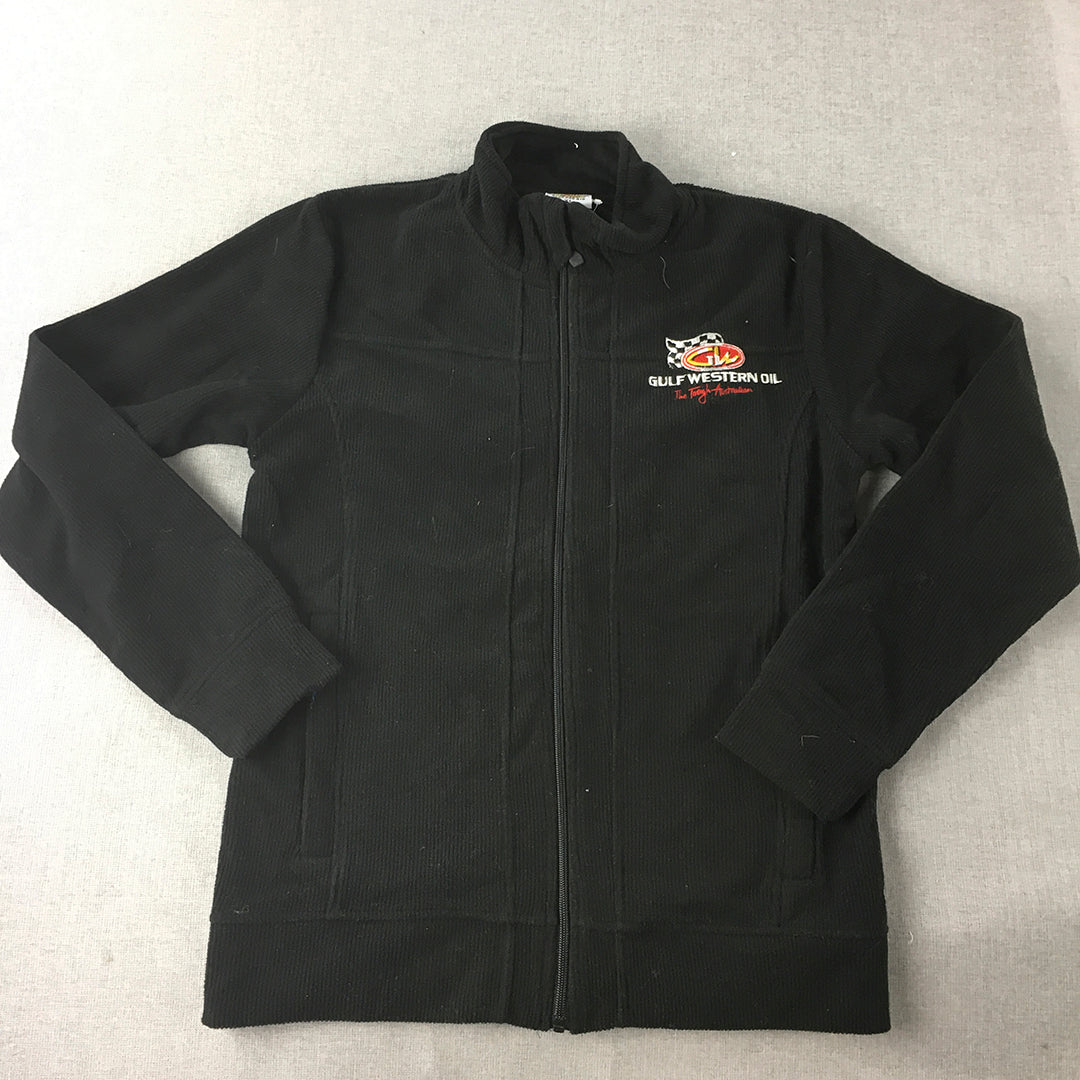 Gulf Western Racing Oil Womens Fleece Jacket Size XL Black Logo Windbreaker