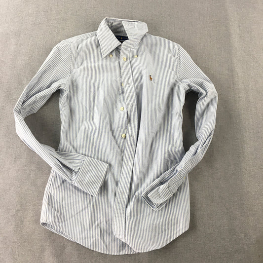 Ralph Lauren Womens Shirt Size XS Blue Striped Pony Logo Button-Up Collared