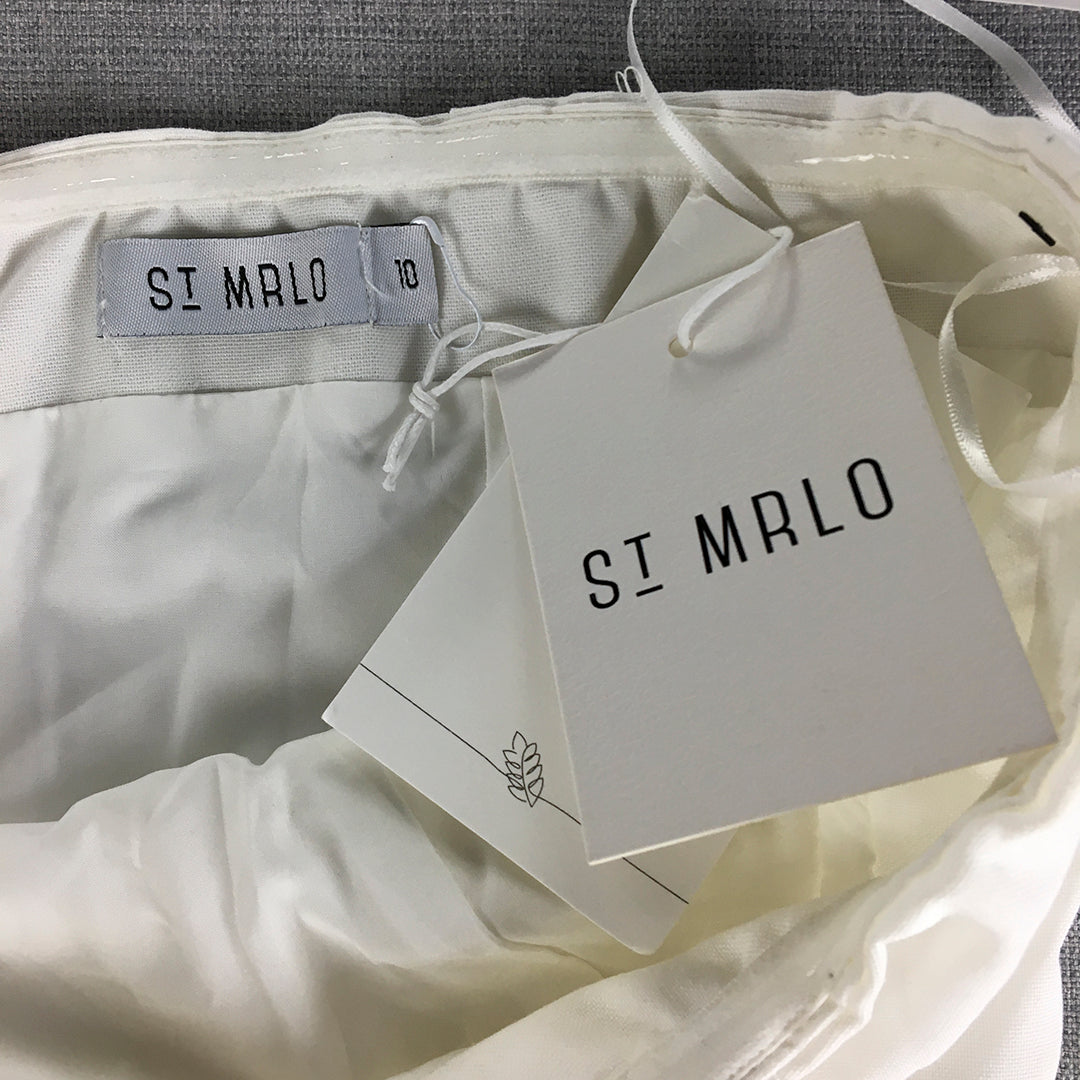 NEW St Mrlo Womens Strapless Linen Mini Dress Size 10 White