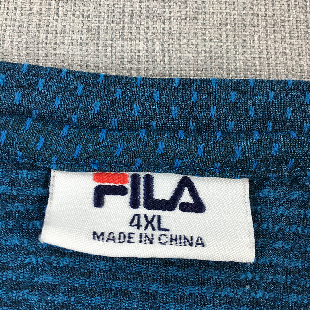 FILA Mens T-Shirt Size 4XL Blue Logo Short Sleeve Crew Neck Tee