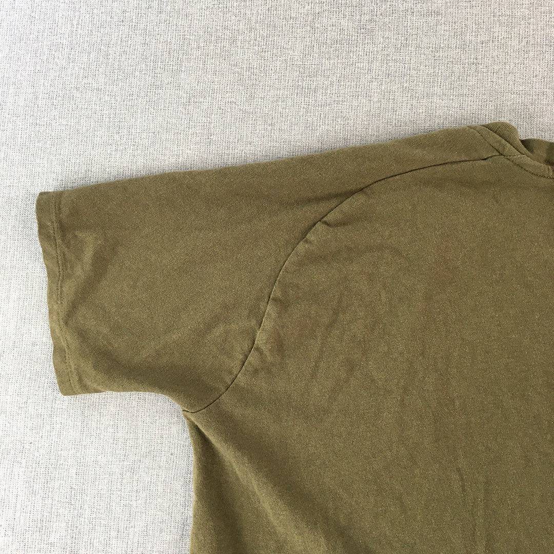 Zara Womens T-Shirt Size S Khaki Green Short Sleeve Crew Neck Top