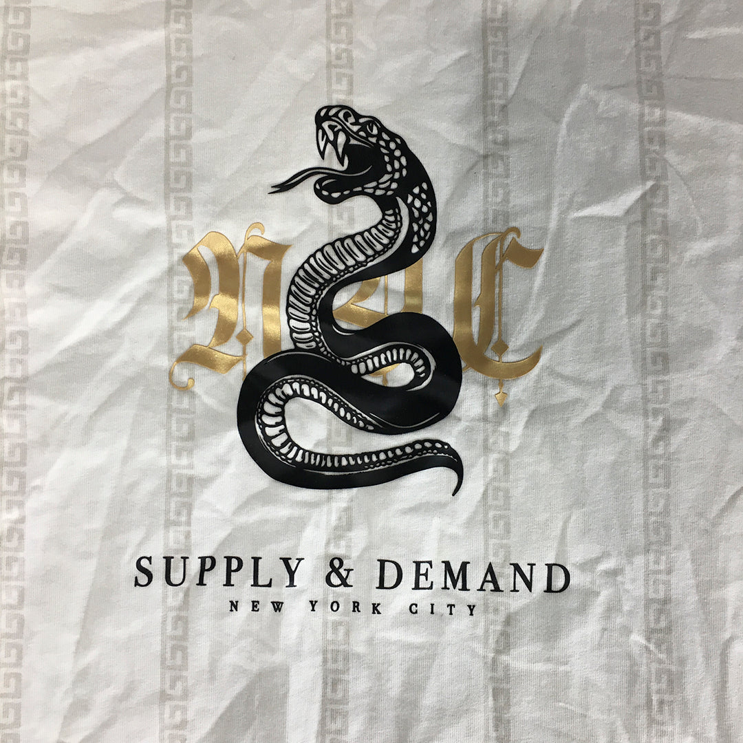 Supply & Demand Mens T-Shirt Size L White Snake Logo Short Sleeve Tee