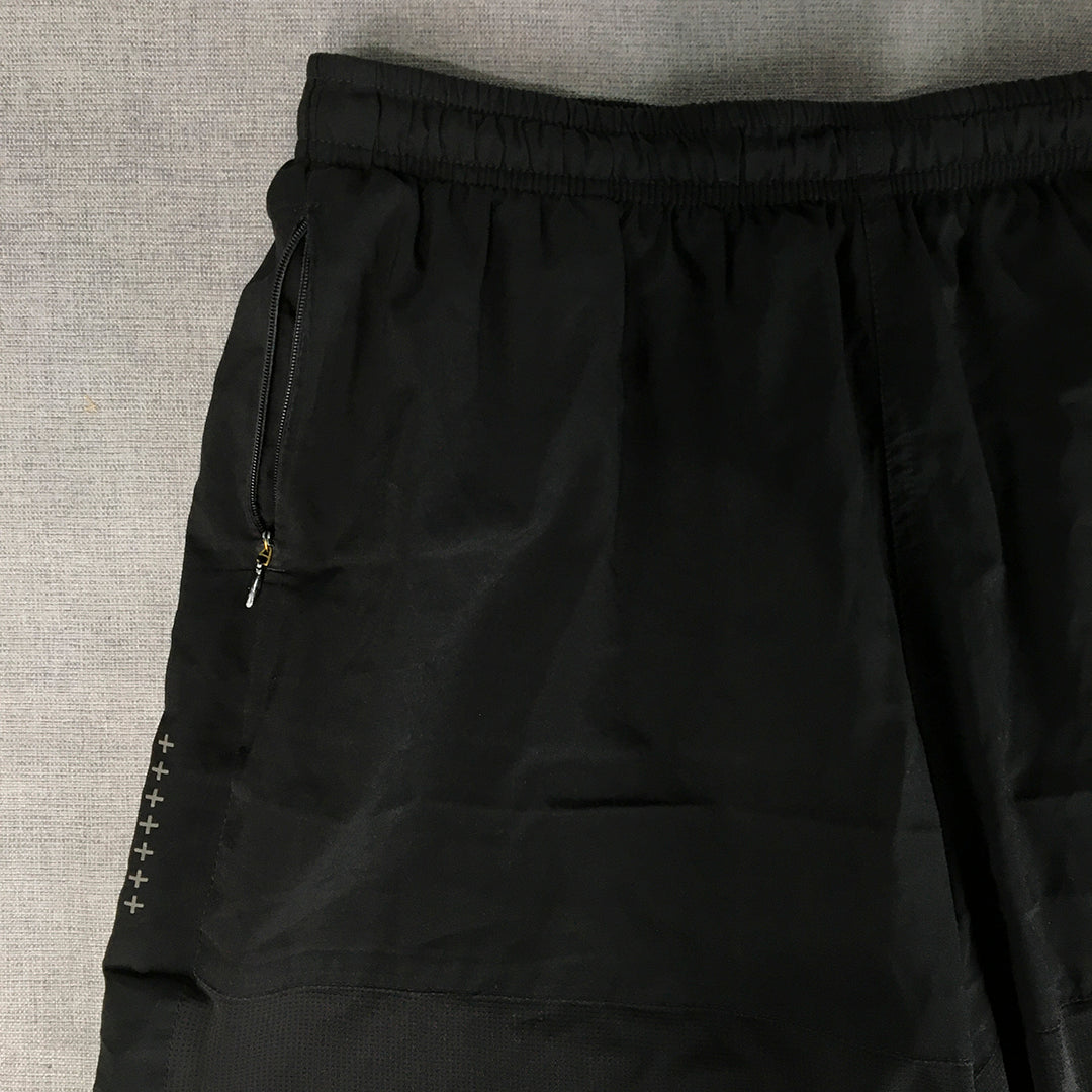 Puma Mens Shorts Size M Black Logo Zip Pockets Elastic Waist