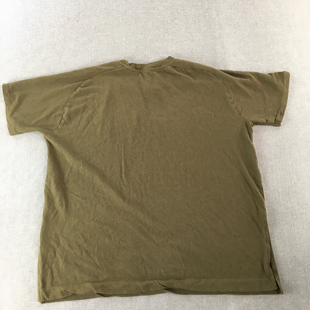 Zara Womens T-Shirt Size S Khaki Green Short Sleeve Crew Neck Top