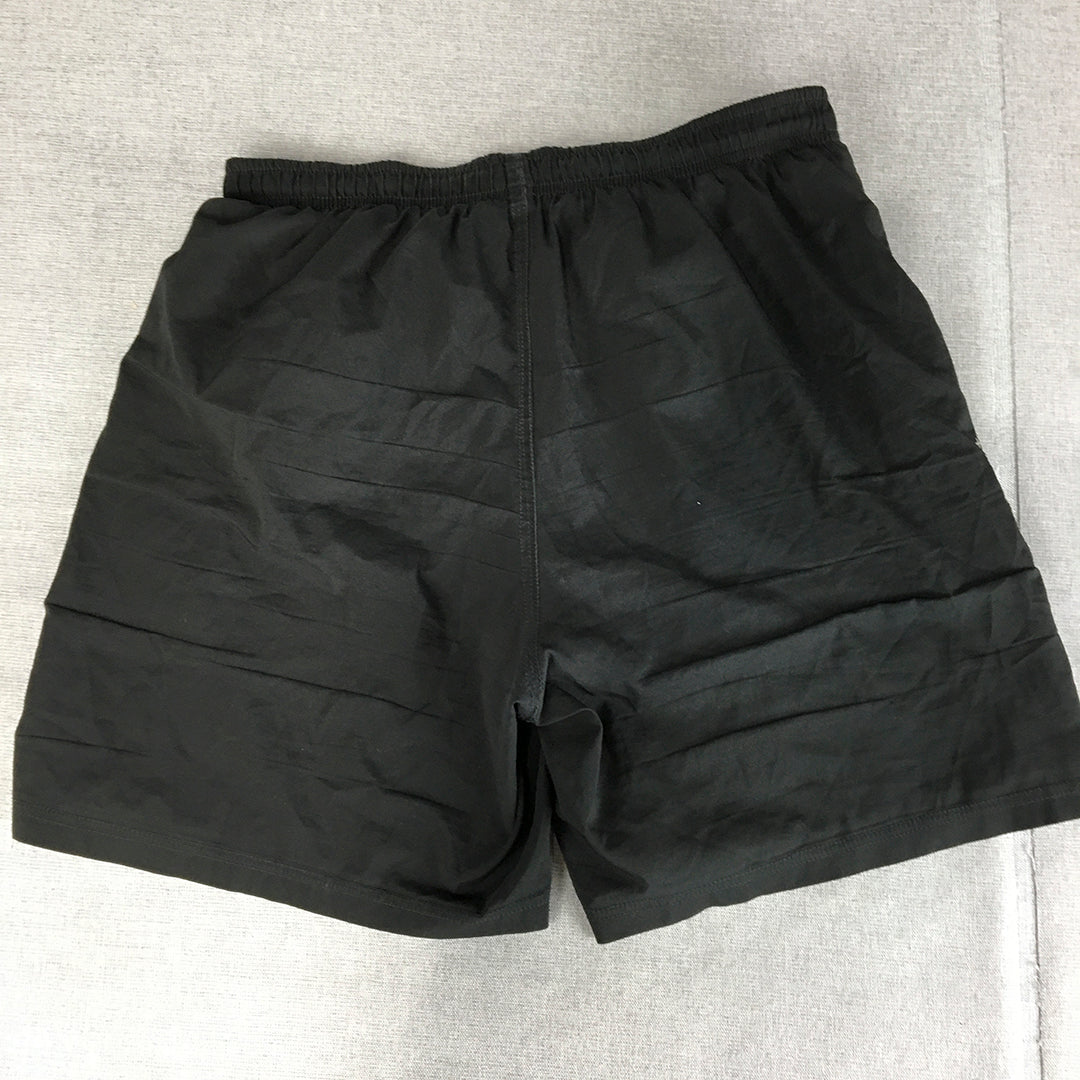 Puma Mens Shorts Size M Black Logo Zip Pockets Elastic Waist