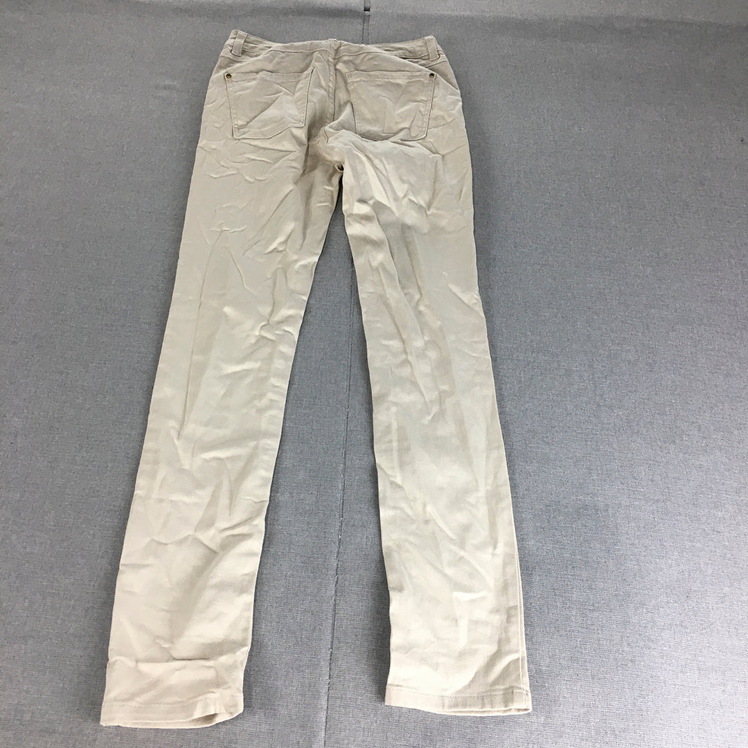 Zara Womens Skinny Jeans Size 2 US (W24 x L30) Cream Beige Stretch Denim