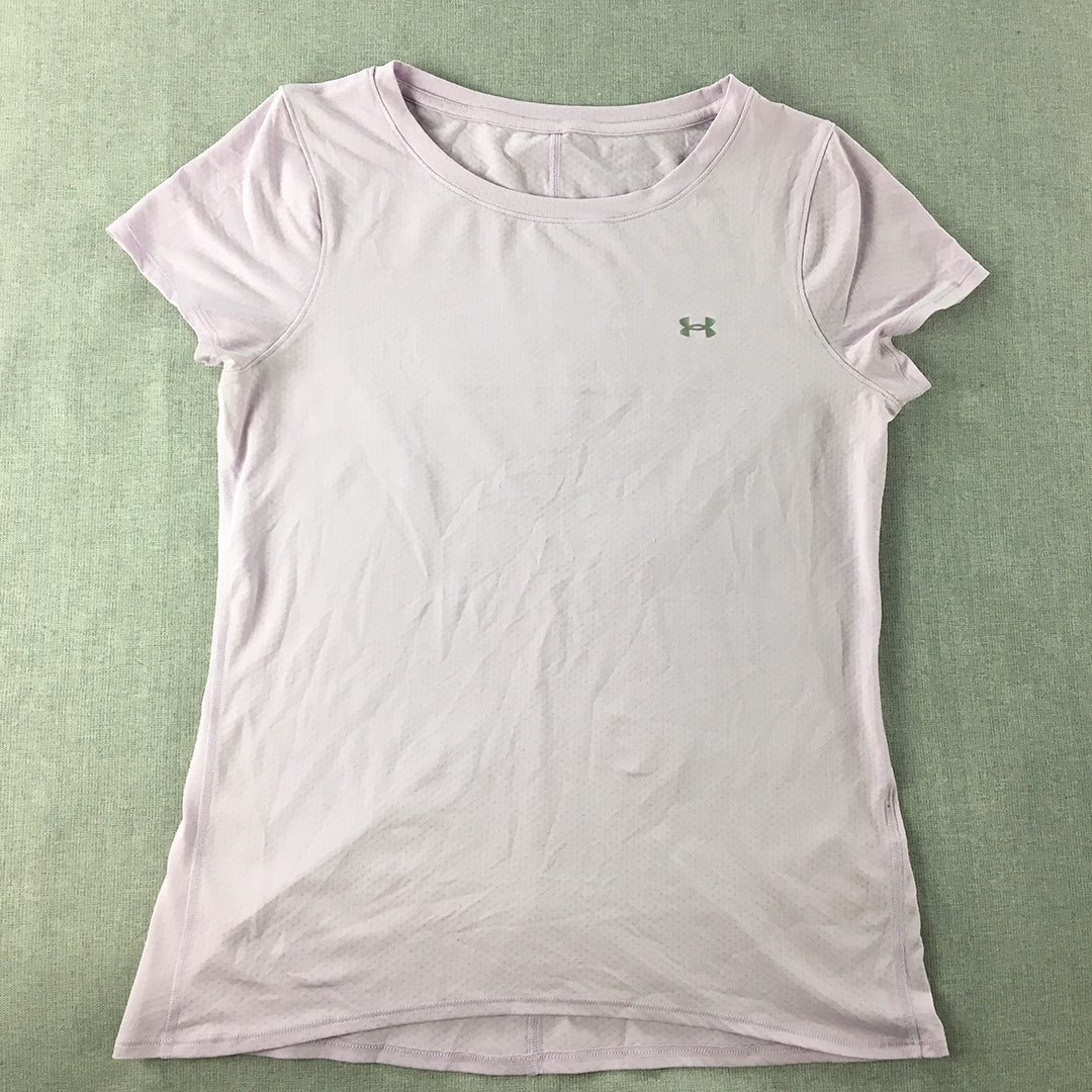 Under Armour Womens T-Shirt Size M Pink Logo Short Sleeve Top