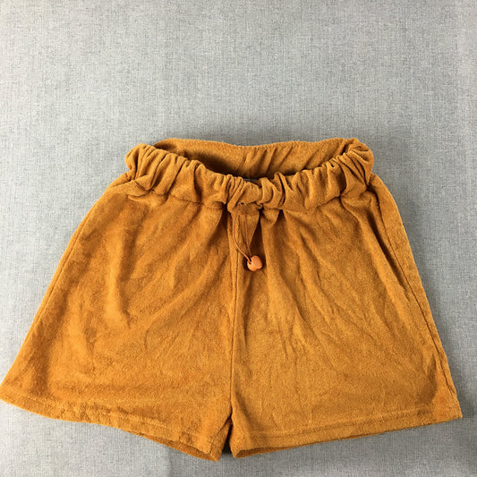 Valleygirl Womens Shorts Size S Orange Elastic Waist Drawstring Terry Towling