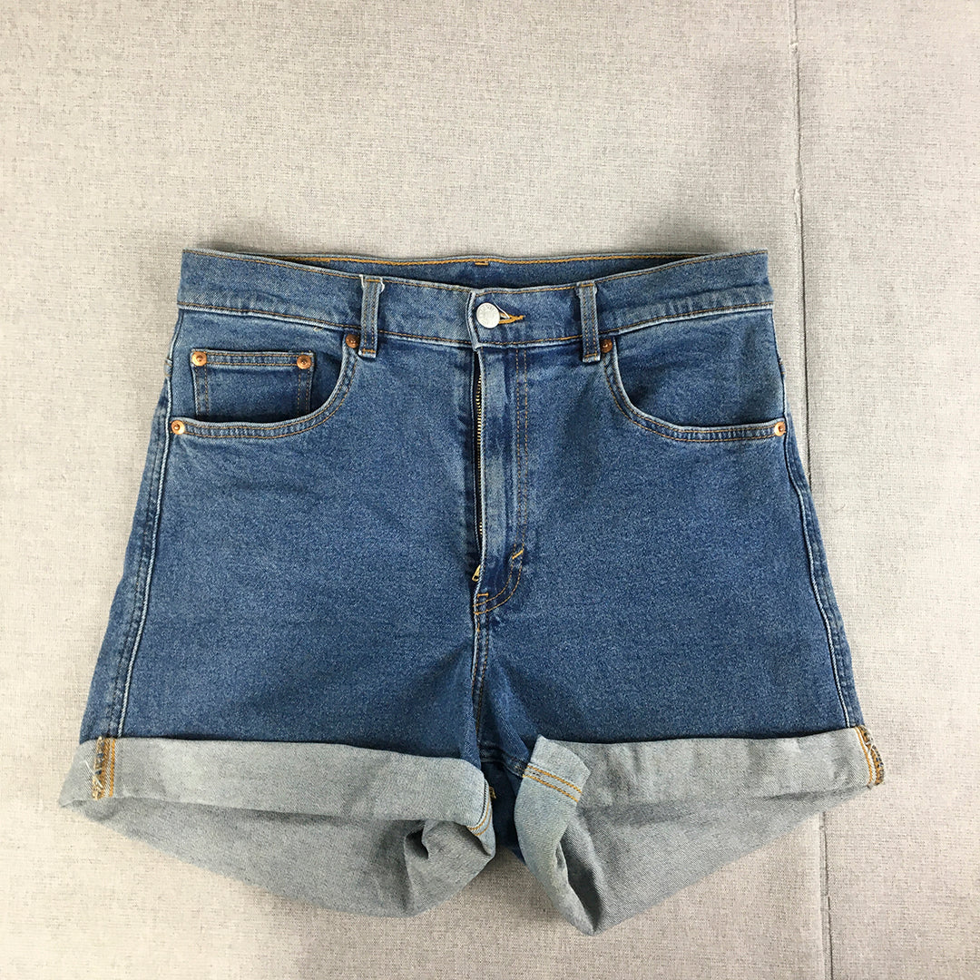 Monki Womens Denim Shorts Size 32 Blue Bermuda Pockets