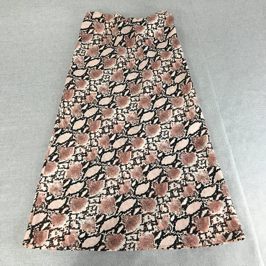 Valleygirl Womens A-Line Skirt Size 8 Pink Snakeskin Pattern Maxi