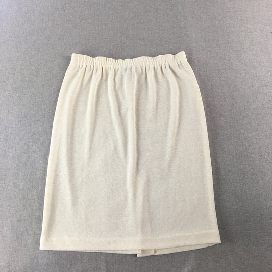 Vintage R&M Richards By Karen Wong Womens Midi Skirt Size L White Elastic Waist