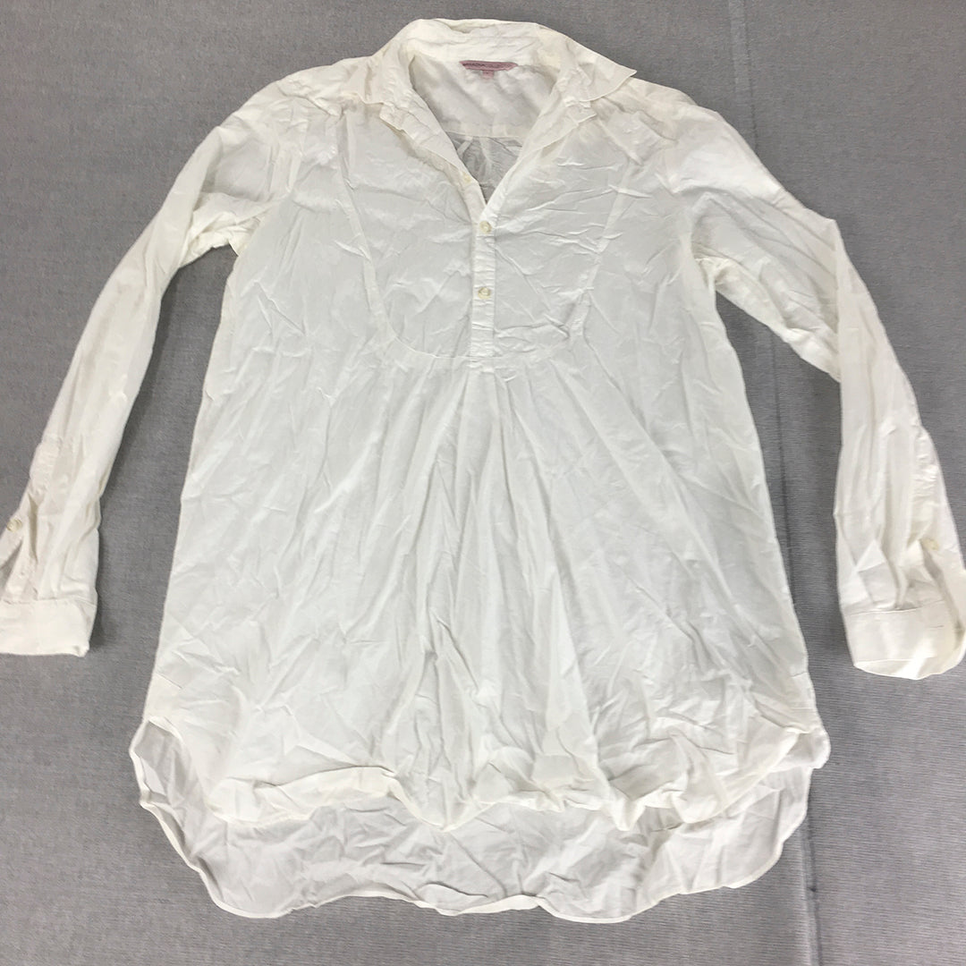 Max Azria Collection Womens Shirt Size S White Long Sleeve Button-Up