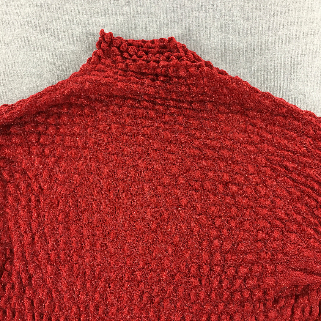 Dusk Petites Womens Wool Sweater Size L Red Knit Pullover Jumper