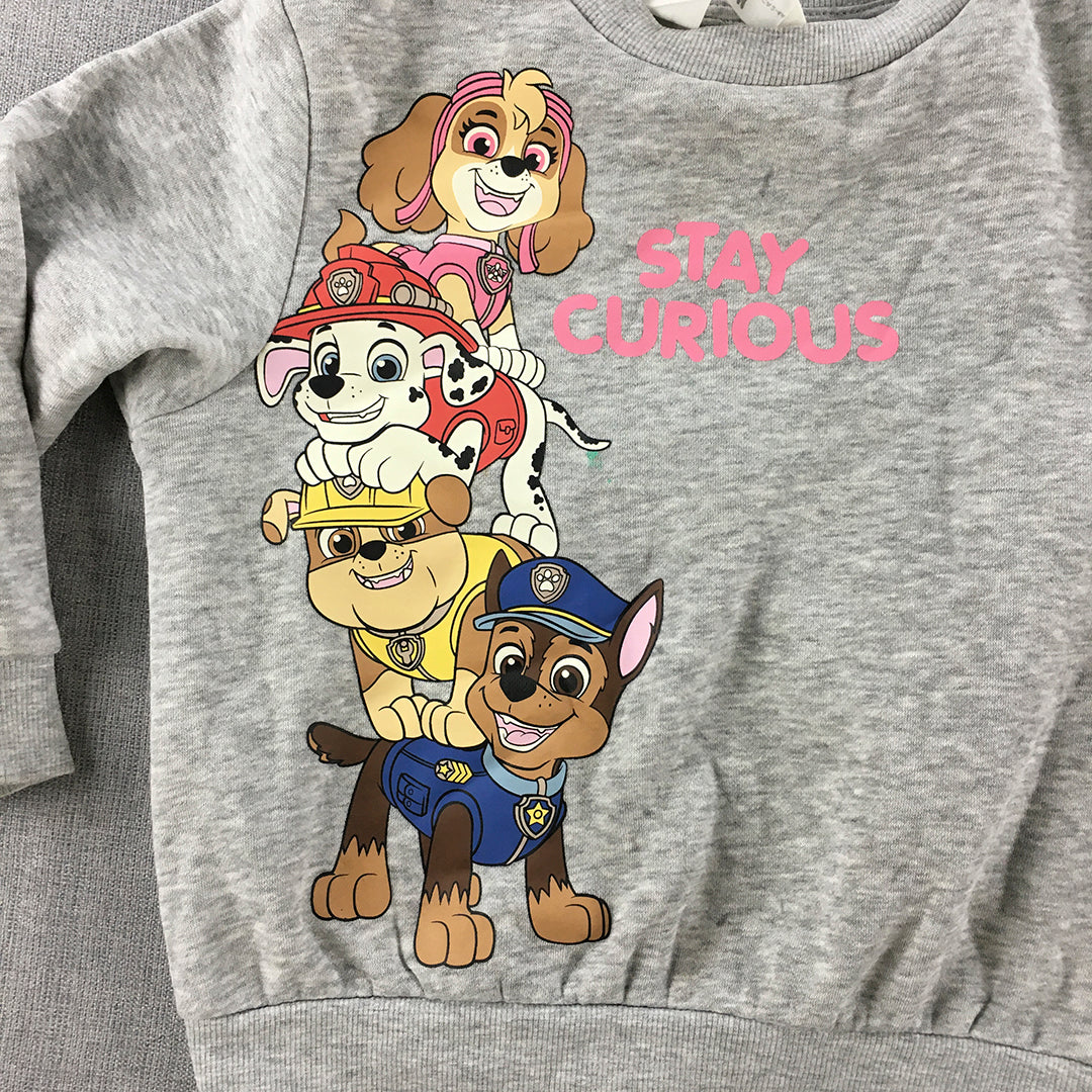 Paw Patrol Kids Girls Sweater Size 3 - 4 Years Grey H&M Crew Neck Jumper