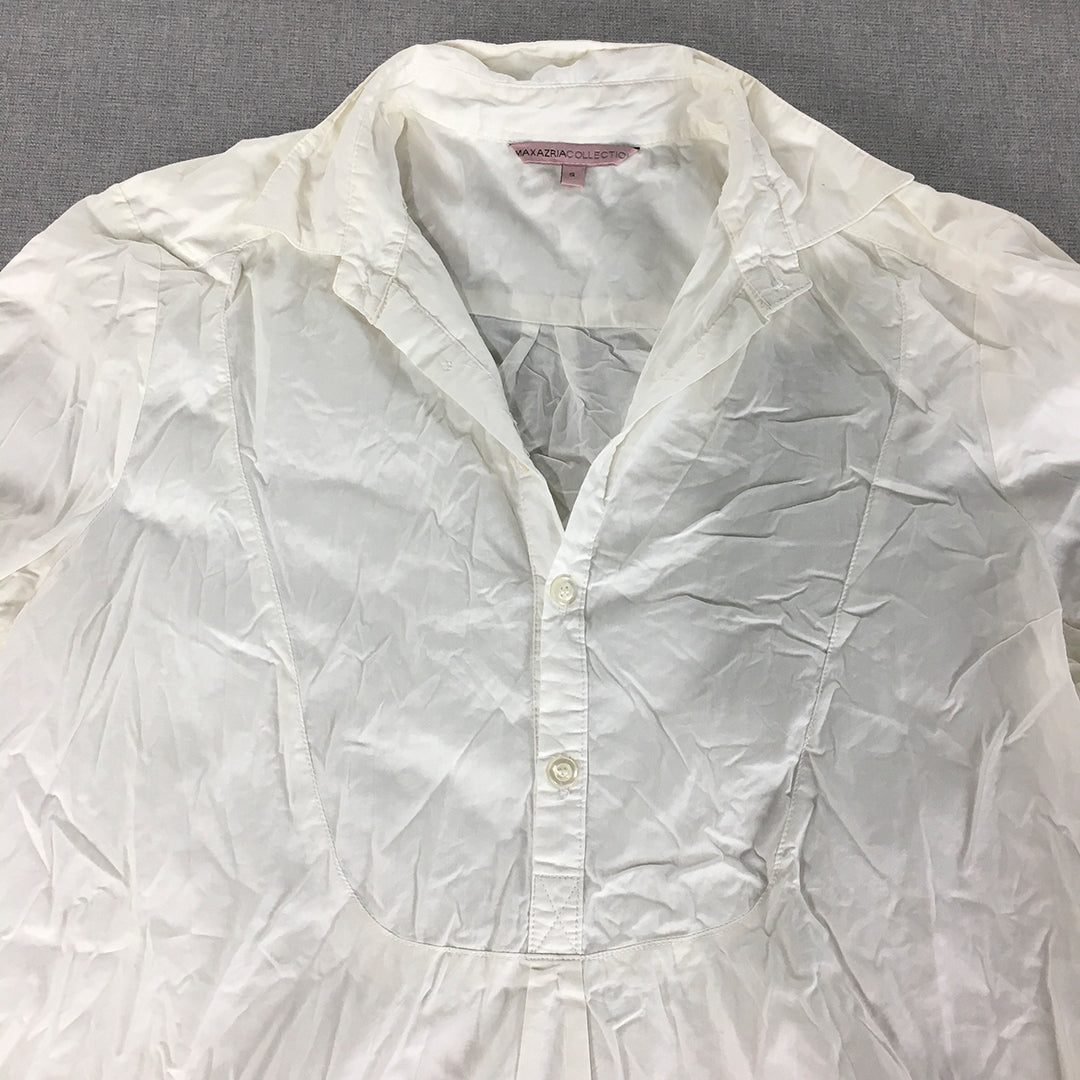 Max Azria Collection Womens Shirt Size S White Long Sleeve Button-Up